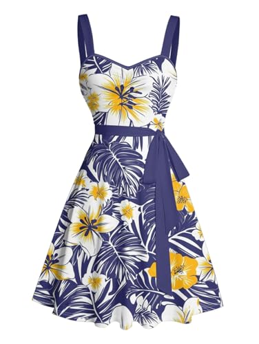 Image of DRESSFO Matchable Couples' Outfit Tropical Flower Leaf Print Button-up Shirt Or Strappy Dress
