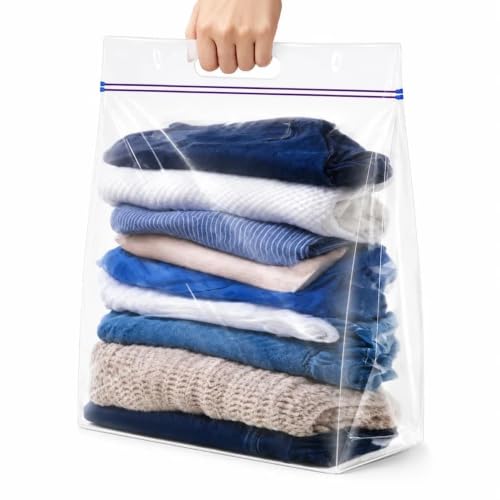 6 Pack 5 Gallon Large Zipper Storage Bags with Handle & Bottom for Clothing by Xsourcer - Used condition - US$8.51