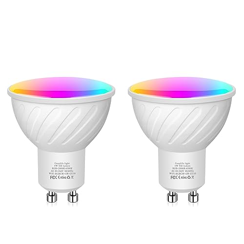 NoyoRo GU10 WiFi Smart Spotlights, LED Spotlight Light Bulb RGB and Warm to Cool White Smart, with Apple Homekit, Alexa, Google Home, Siri Voice Control, 4.5W = 50W,Cozylife+Homekit 2Pcs