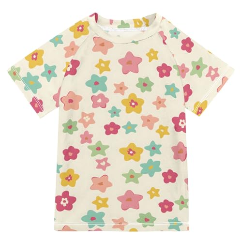 ALAZA Kids Rash Guard Boys Toddler Swim Shirts Short Sleeve Cute Stars UPF 50+ 3T