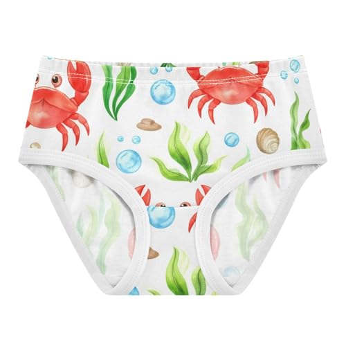 Cute Red Crabs White Girl Panties Cute Girls Underwear Toddlers Cotton Cartoon Briefs Underpants 2t