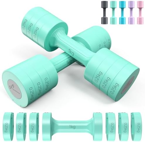 Sportneer Verstellbare Hanteln Set – 4-in-1 Hanteln Frauen Set je 1–2,5 kg | Verstellbare Gewichte Kurzhanteln 2er Set, Adjustable Dumbbell Set für Home Gym, Fitness, Krafttraining
