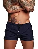 COOFANDY Mens Quick Dry Swimwear Boxer Brief Trunks, Navy Blue