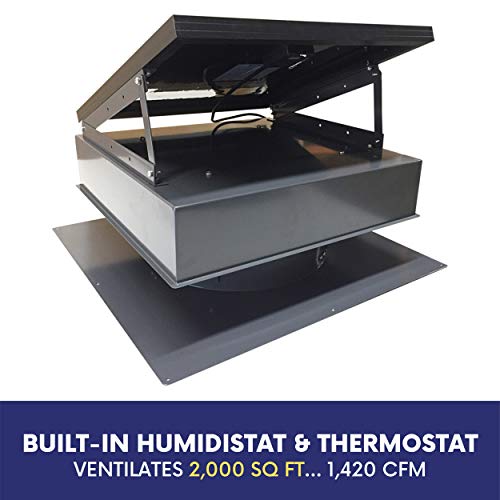 Remington Solar 25-Watt Solar Attic Fan (Grey) With Thermostat / Humidistat (20 X 20 X 11 In) - Brushless Motor – Hail And Weather Resistant Solar Vent Fan – Solar Powered Attic Fan For Homes #TOP2