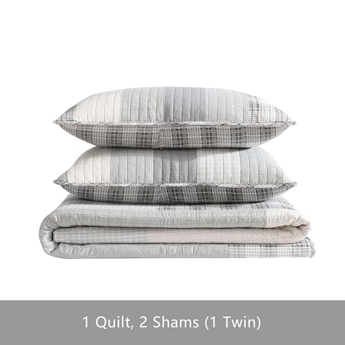 Image of Eddie Bauer - Queen Quilt Set, Cotton Reversible Bedding with Matching Shams, Home Decor for All Seasons (Fairview Grey, Queen)