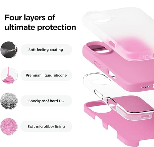 Image of SBMS Silicone Case for iPhone 17 6.3-Inch, Silky-Soft Touch Full-Body Protective Phone Case, Shockproof Back Cover for iPhone 17 (Hot Pink)