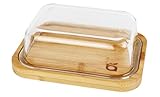 beau abode Large Butter Tray – Premium Bamboo Butter Dish with Glass Cover – Elegant and...
