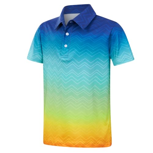 westwolf Boys Hawaiian Polo Shirt Golf Clothes Wave Stripes 7-8 Years - image 1