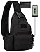 Protector Plus Tactical MOLLE Crossbody Pack with USB Charging Port Chest EDC (Patch Included),Black
