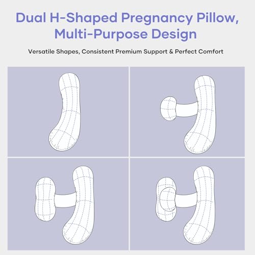 Pregnancy Pillows for Side Sleeping - Adjustable Belly & Back Support Pillow,H Shaped Full Body Maternity Pillow with Cooling Removable Cover, for Pregnant Women and Adults(Blue) - Image 6