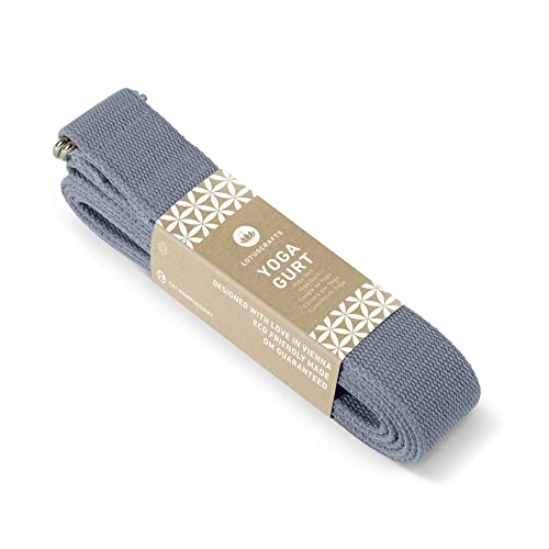 Lotuscrafts Yoga Cinturon Algodon - 100% Algodon (Cultivo Biológico) - Correa Yoga Algodon para Mejores Estiramientos - Cinturón de Yoga con Cierre de Metal - Yoga Strap Belt [250 x 3,8 cm]