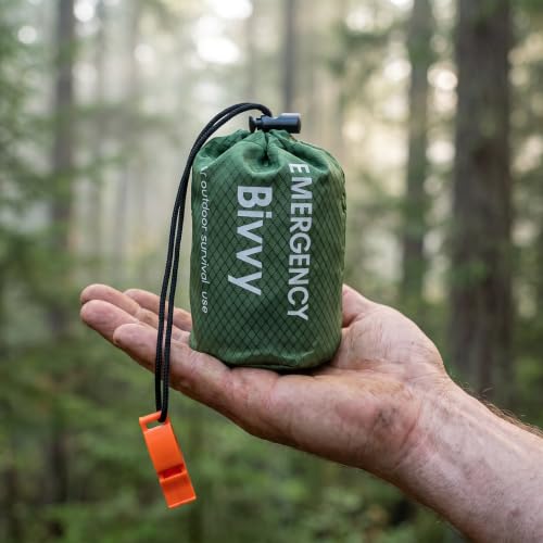 2 Paquetes de Bolsa de Dormir de Supervivencia de Emergencia con Silbato, Portable, Impermeable, Térmica, Reflejante, para Camping al Aire Libre (Naranja + Silbato) miniatura 6