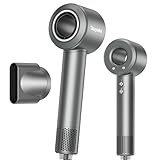 Tsuyaka ドライヤー 大風量 約20s 速乾 ヘアドライヤー 高濃度マイナスイオン 静電気抑制 ヘアケア 1200W 高速ドライヤー 高耐久ブラシレスモーター搭載 4段階温度調節&3段階風量 ワンタッチで冷風へ瞬時に切り替え 低温速乾 NTC温度制御 過熱防止 軽量 コンパクト 防塵フィルター搭載 マグネット式集風ノズル付属 家庭用・旅行用・サロン用 持ち運び便利 PSE認証済（グレー）