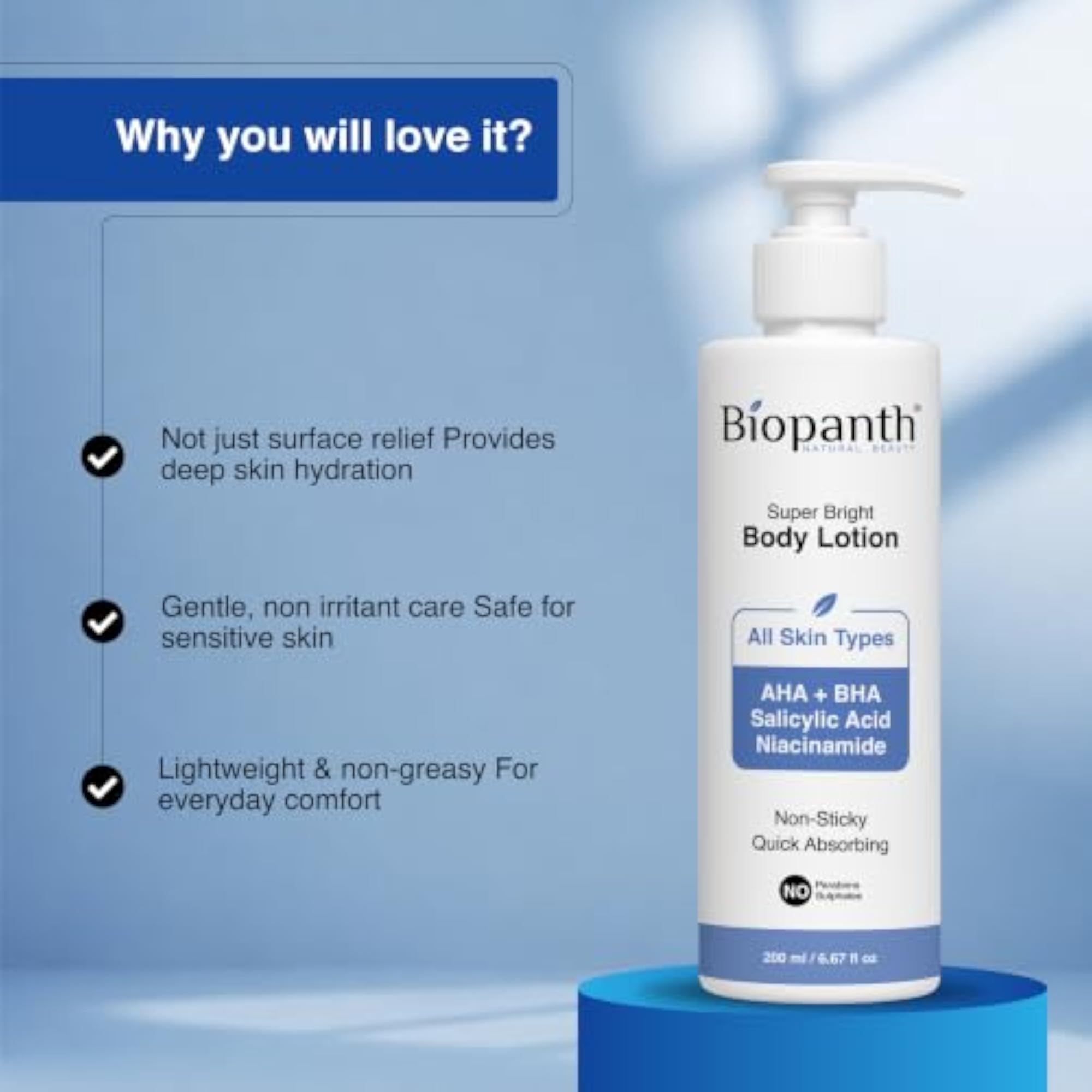 Super Bright Body Lotion, AHA+BHA & Niacinamide Formula