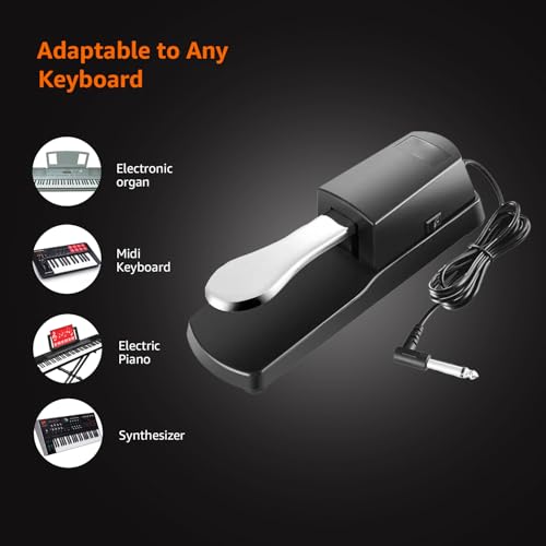 Image of Amazon Basics Universal Sustain Pedal for Digital Pianos and Keyboards - Durable Metal Construction with Polarity Switch