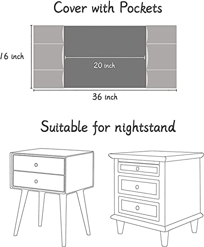 Qiden Nightstand Cover, Rectangle Bedside Tablecloth With Pockets And Tassel, Cotton Linen Waterproof Small Tablecloth Tv Cabinet Washer Dryer Fridge Top Dust Cover-H-16 X 36 Inch #TOP2
