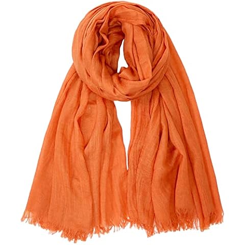 Gragengs Women Summer Scarfs Cotton Lightweight Large Long Gauze Shawl Beach Wrap Plain 75”×43”Orange Cover