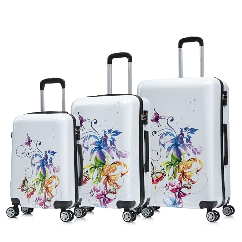 Image of InUSA Fusion Print Luggage with Spinner Wheels | Durable Lightweight Hardside Suitcase | Travel Bag with Handle and Trolley | (20in, 24in, 28in) 3 Piece Set