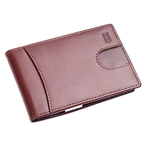 Image of Brooklyn Bridge Genuine Leather Money Clip Wallet for Men VT Brown - Premium Slim RFID Protected Wallet with Cash Clip & Multiple Card Slots, Stylish Front Pocket Design, Gift for Men