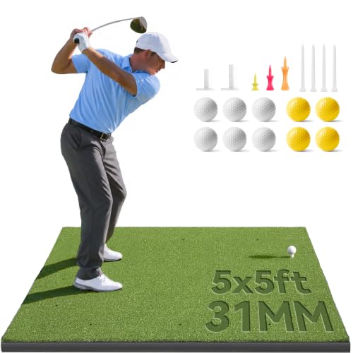 golfguru Golf Mat 5x4FT/5x5FT Dense Turf Hitting Mat