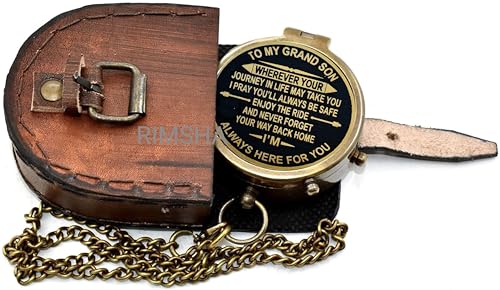 Brújula de latón para nietos con grabado especial miniatura 6