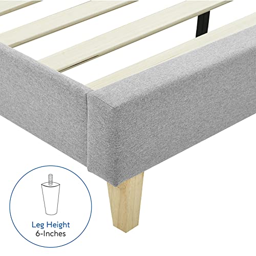 Vibe Upholstered Platform Bed Frame | Headboard And Wood Slat Support Upholstered Platform Bed Frame | Headboard And Wood Slat Support, Queen, Light Grey #TOP4