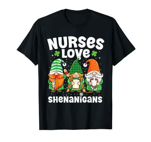 Enfermeras Amor Travesuras Gnomos Irlandeses Enfermera Día de San Patricio Camiseta