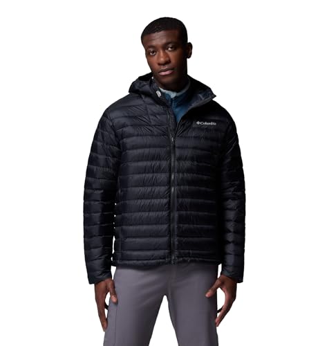 Columbia Mens Corelite Down Hooded Jacket, Black, X-Large