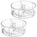 mDesign Divided Lazy Susan Turntable Storage Container for Kitchen Cabinet, Pantry, Refrigerator, Countertop Food Safe - Spinning Organizer for Kids/Toddler's Food Pouches - 5 Sections, 2 Pack - Clear