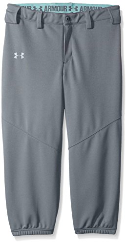 Under Armour Girls' Base Runner Softball Pants, Steel (035)/Overcast Gray, Youth X-Small