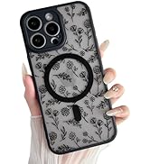 Skyseaco For IPhone 13 Mini Case Compatible With MagSafe For Clear Frosted PC Back Protector Flower Shockproof Floral Design Protective Women Girls