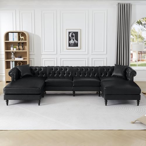 ORRD U shaped Chesterfield sofa black