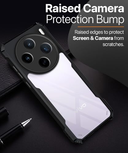 Image of WOW IMAGINE Shock Proof Clear Back Case Mobile Cover for Vivo X200T 5G (Hard | Hybrid PC + TPU | Full Armour Device & Camera Protection | Black)