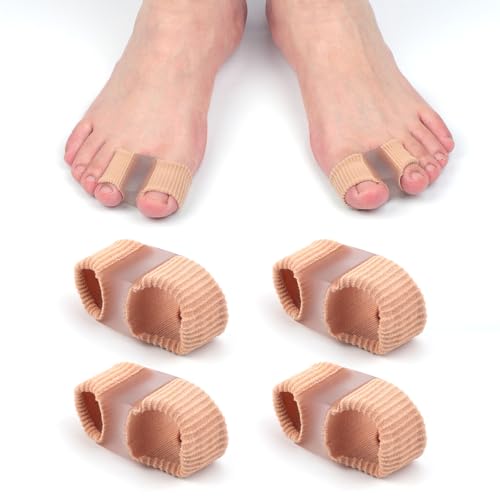 4pcs Toe Separators, Gel Correct Toes Toe Spacers with 2 Loops Breathable Hammertoes Straightener for Overlapping Toes Corrector Elastic Toe Aligners for Women Men