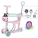 ZLYJ Scooter Patinete Infantil 5 en 1 con Asiento Plegable Ajustable de Altura...