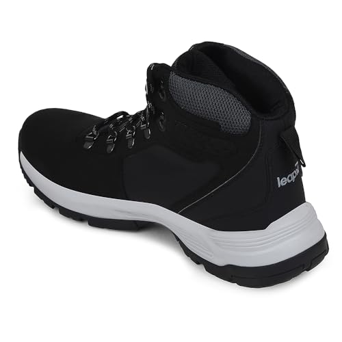 Image of Liberty Leap7x Platinum-E Men Sports High Ankle Trekking Shoes - Black & Brown | Comfortable and Durable | Suitable for Walking, Running, Outdoor and Hiking Footwear for Man | Cushioned Footbed