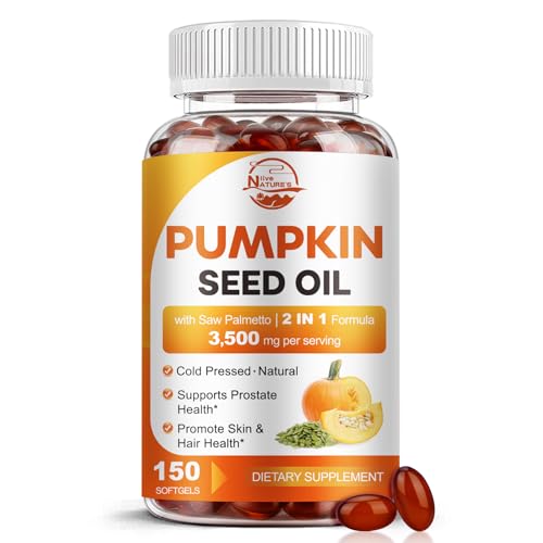 Pumpkin Seed Oil with Saw Palmetto, 3500mg Max Strength per Serving, 150 Softgels, Cold-Pressed with...