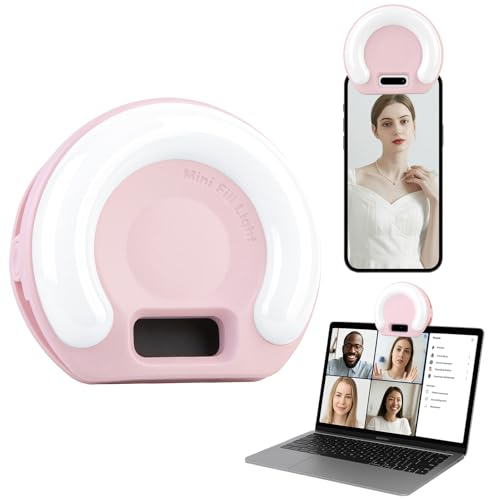Portable Selfie Light for iPhone, Lighting with Clip for Content Creator, Phone/Laptop Essentials Recording Video Vlog, Led Lights Tiktok Influencer Must Haves, Monitor Screen Accessories 3 Modes