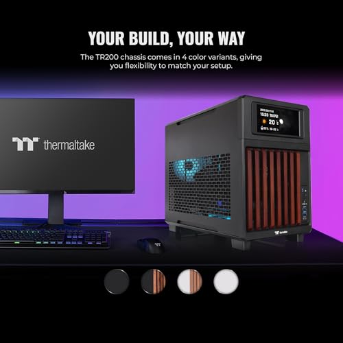 Image of Thermaltake TR200 WS; Preinstalled 6.0 Inch LCD Screen; Micro Chassis; Wood Front Trim; mATX /mITX Support; 360mm Radiator Support; 365mm GPU Clearance; 5.25 inch Bay Support; Black; CA-11L-00S1NN-W1