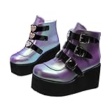 Garneck Botines Mujer de Tacón Grueso Diseño Redondo Botas de PU Moda Casual Cómodas para Oficina Fiestas y Bodas