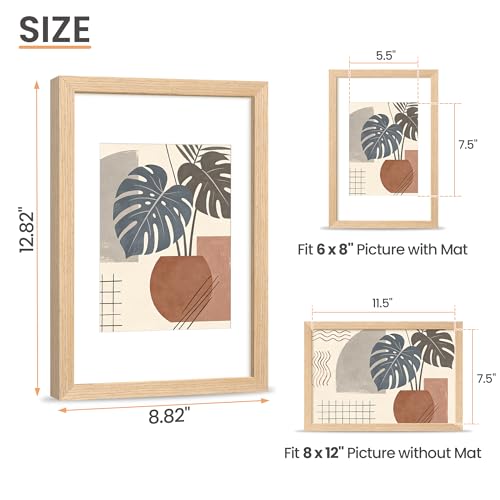 Image of upsimples 8x12 Picture Frame Solid Wooden, Nursery Decor, 1Pack Natural