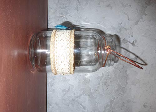 Rustic Chic Large Hanging Mason Jar with Beautiful Blue Floral Accents - Image 2