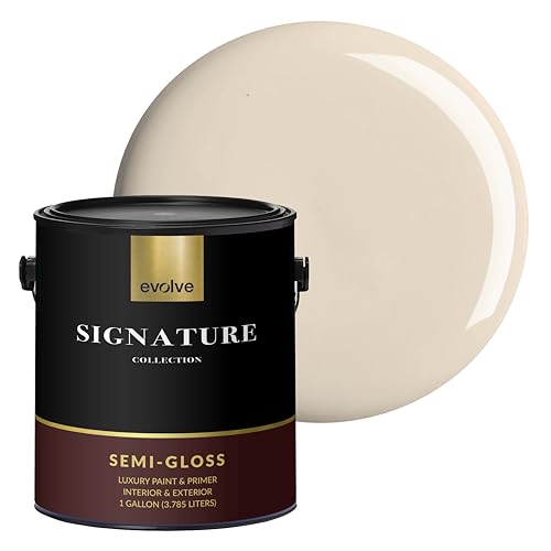 EVOLVE Signature Collection Luxury Interior Paint & Primer, Semi-Gloss Sheen (Cream Beige), 1 Gallon – Premium One-Coat Coverage, Low VOC, Low Odor, Washable Finish for Walls, Ceilings & Trim
