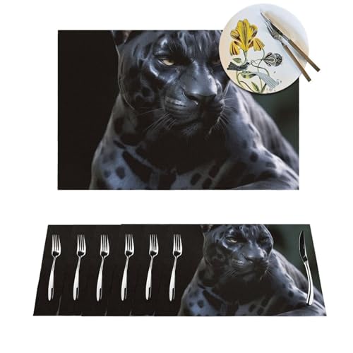 Black Panther Lot de 1 napperon résistant à la chaleur pour table de salle à manger, nappe lavable en PVC antidérapant tissé pour cuisine, décoration de fête de mariage, 30,5 x 45,7 cm