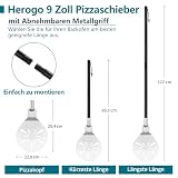 Herogo Łopatka do pizzy, perforowana łopatka do pizzy, 20 cm, stal nierdzewna, akcesoria metalowe ze zdejmowanym uchwytem, gładka powierzchnia i bezpieczna w piekarniku, 20,5 cm