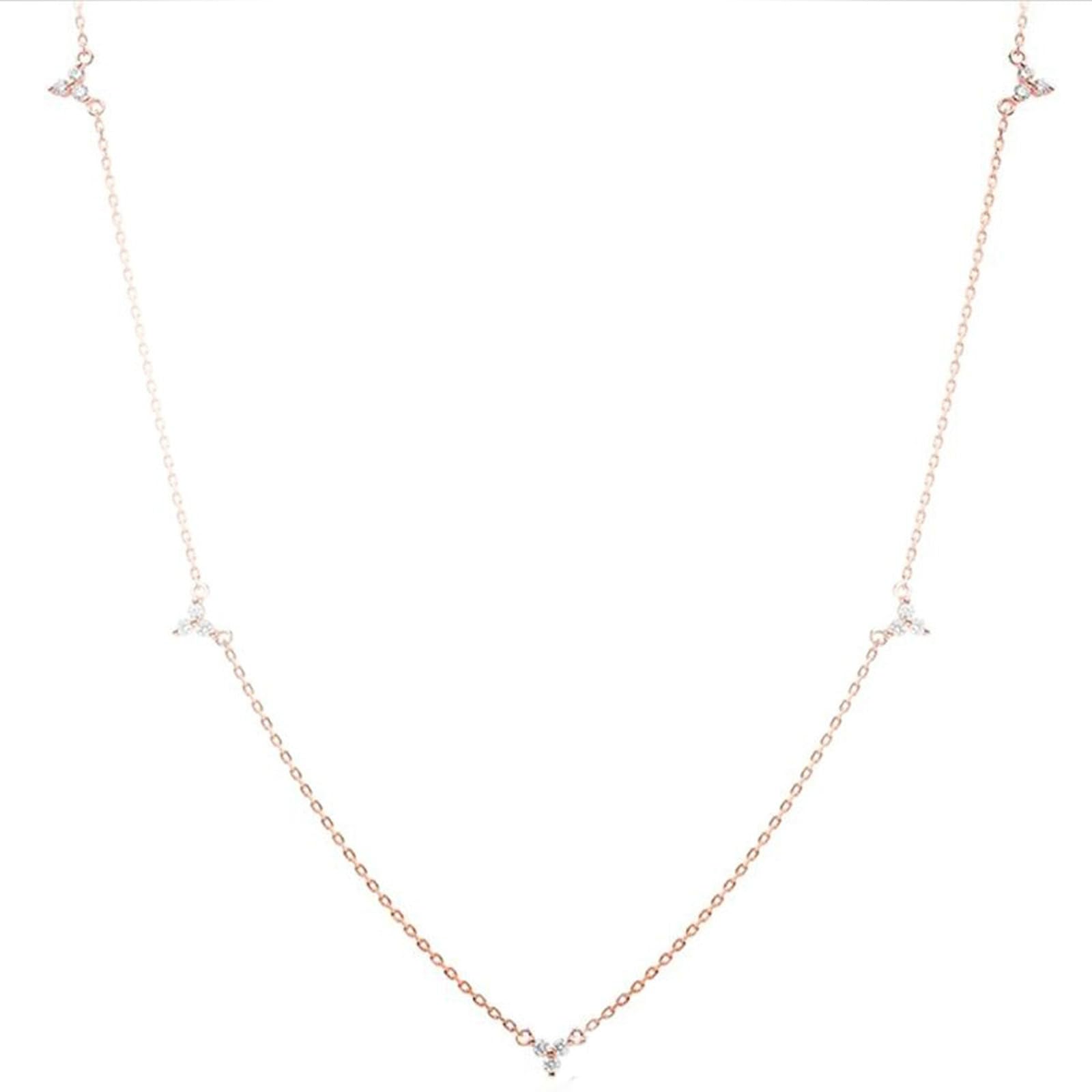 Collares de cadena para mujer, oro rosa de 9/14/18 quilates con diamante de 0,15 quilates, un collar para mujer