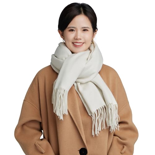 LaniLani 100% Merino Wool Scarf Shawl for Women Warm and Oversized Pashmina Cashmere feel 78 x 28 Winter Gift for Women (Beige)