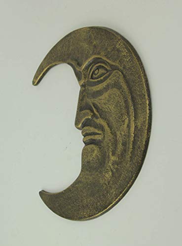 Zeckos-Bronze-Finish-Cast-Iron-Crescent-Man-in-The-Moon-Face-Indoor-Outdoor-Wall-Hanging-Celestial-Decor-1175-Inches-High-Perfect-for-Bedrooms-Porches-and-Patios Zeckos Bronze Finish Cast Iron Crescent Man in The Moon Face Indoor Outdoor Wall Hanging Celestial Decor 1175 Inches High Perfect for Bedrooms Porches and Patios