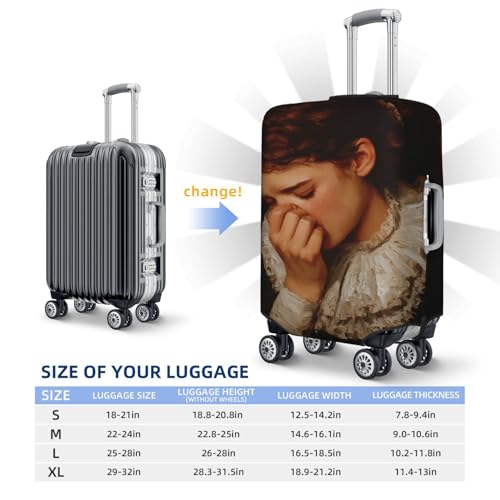 Woman Holding Her Nose Vintage Elastic Travel Luggage Covers Dustproof Scratch-Resistant Suitcase Protector Fit 22-24 Inch4