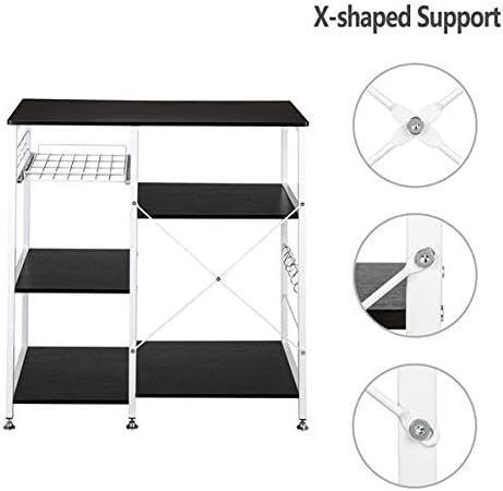 3-Tier Kitchen Baker's Rack-Utility Microwave Oven Stand Storage Cart Workstation Shelf for Spice Rack Organizer Workstation (Dark Brown)